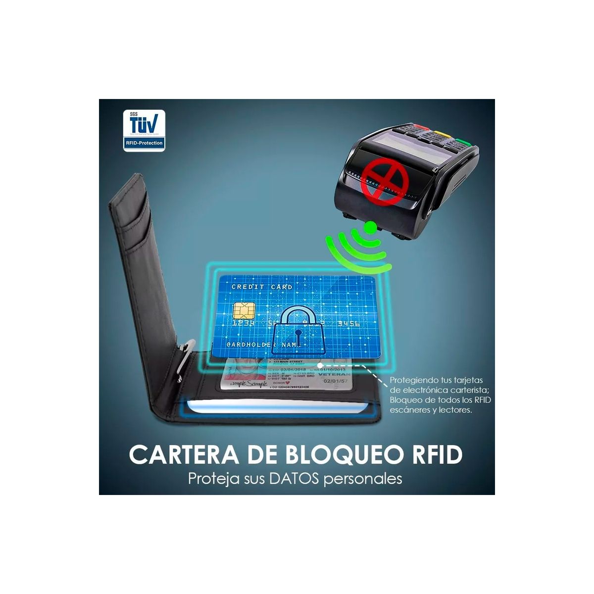 GENERICO - Billetera De Cuero Ultra Delgada Con Bloqueo Rfid Anti Robo