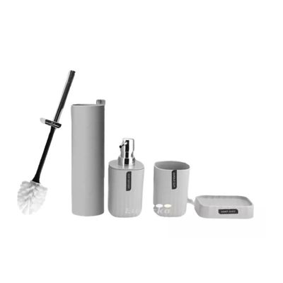 Imagen 2 del producto Set Baño 4 Piezas Taza Jabonera Dispensador Escobilla Gris