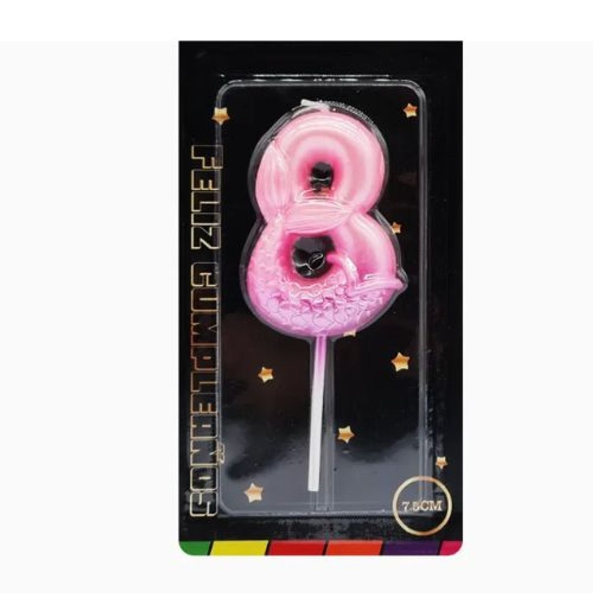 GENERICO - Velas Cumpleaños Cola Sirena Color Rosa Numero 8