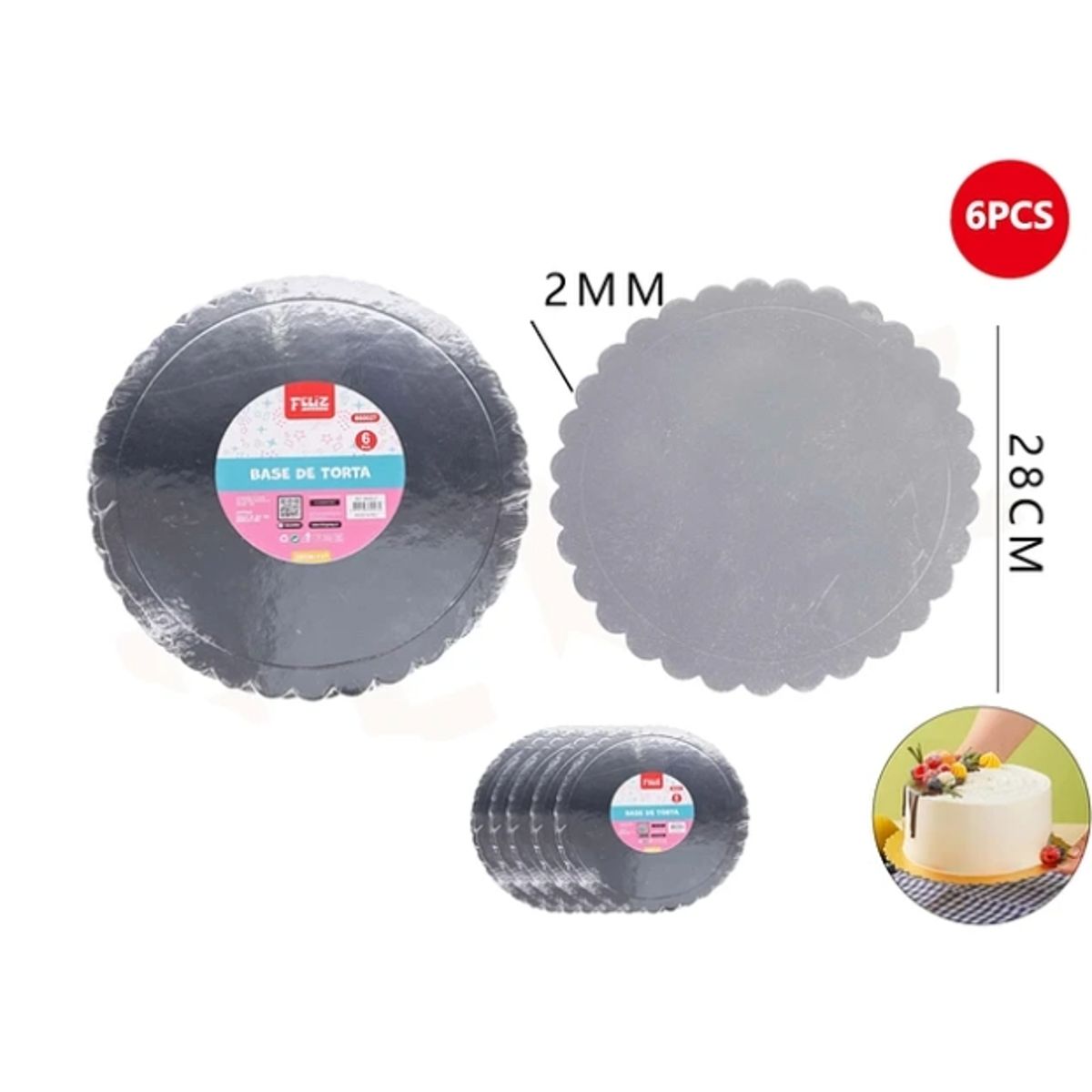 GENERICO - Base De Torta Plata 28Cm Espesor 2mm