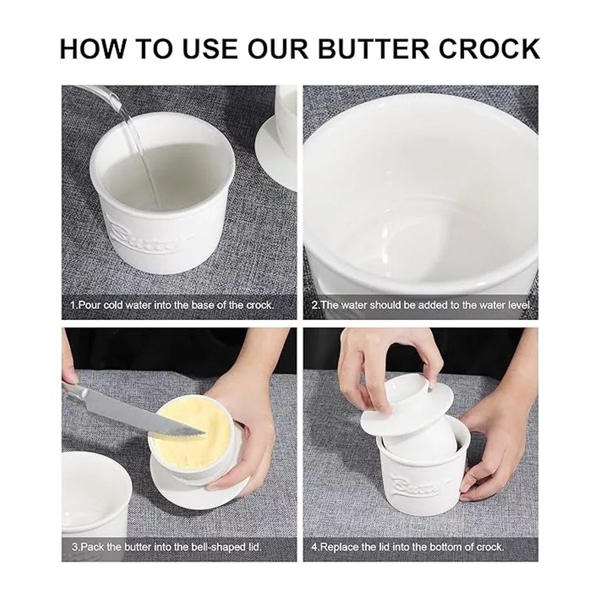 GENERICO - Mantequillera Francesa Mantequillero De Cerámica Con Agua