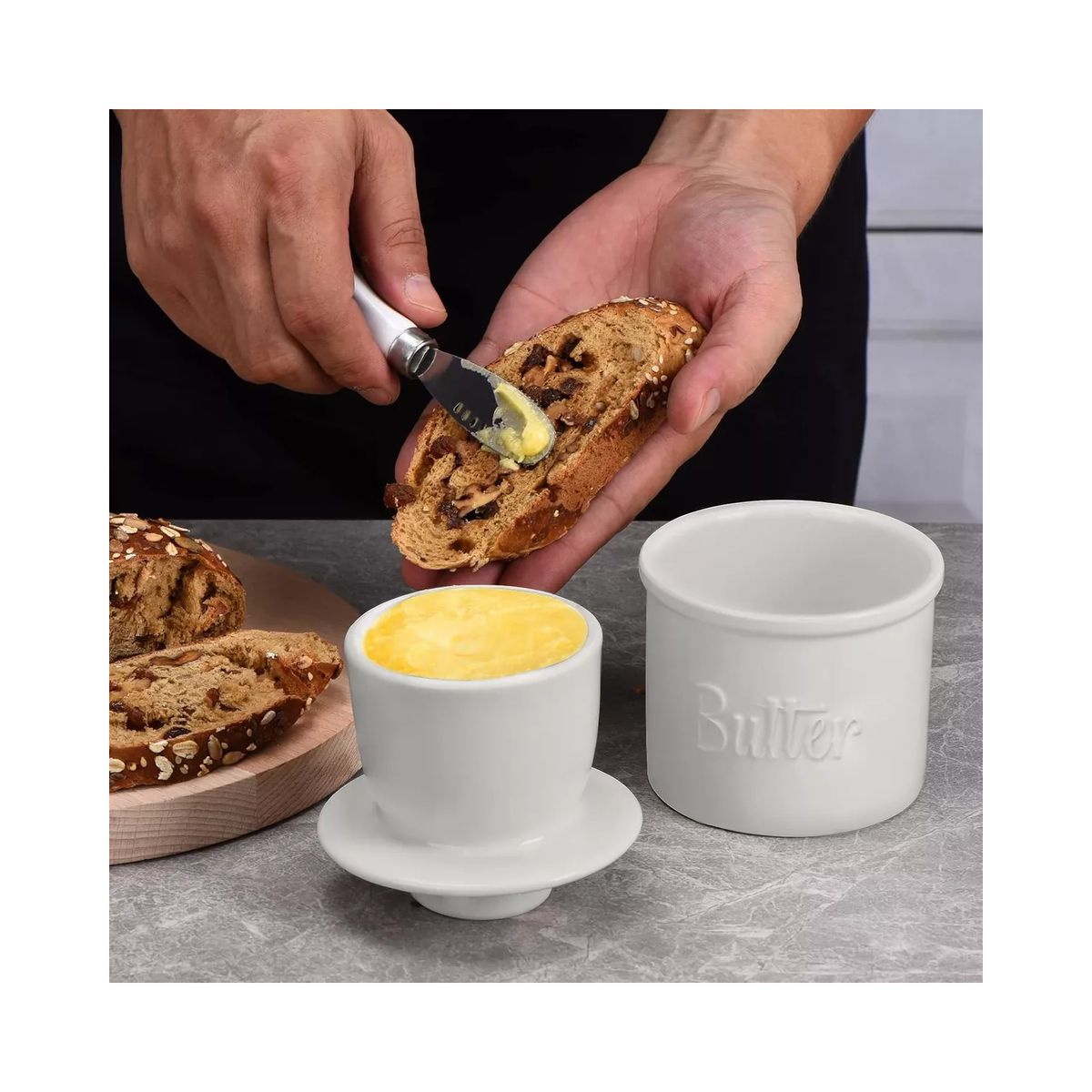 GENERICO - Mantequillera Francesa Mantequillero De Cerámica Con Agua