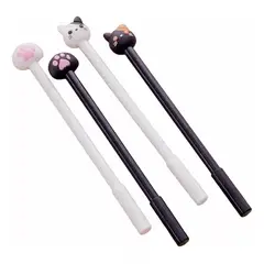 GENERICO - Pack De 4 Lápices Punta Fina Diseño Gatito Kawaii TintaAzul