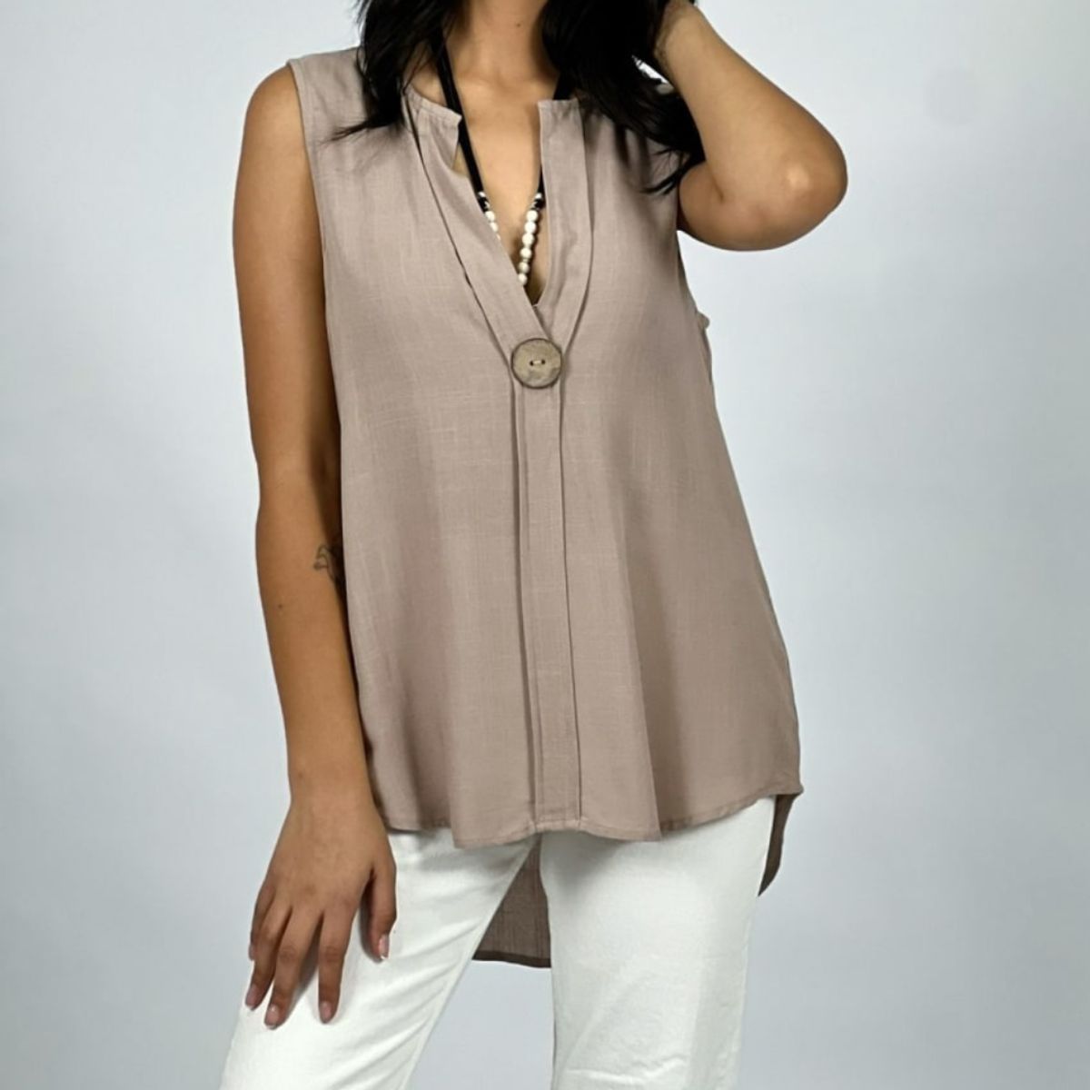 ARRAKASTA - Blusa de lino escote V