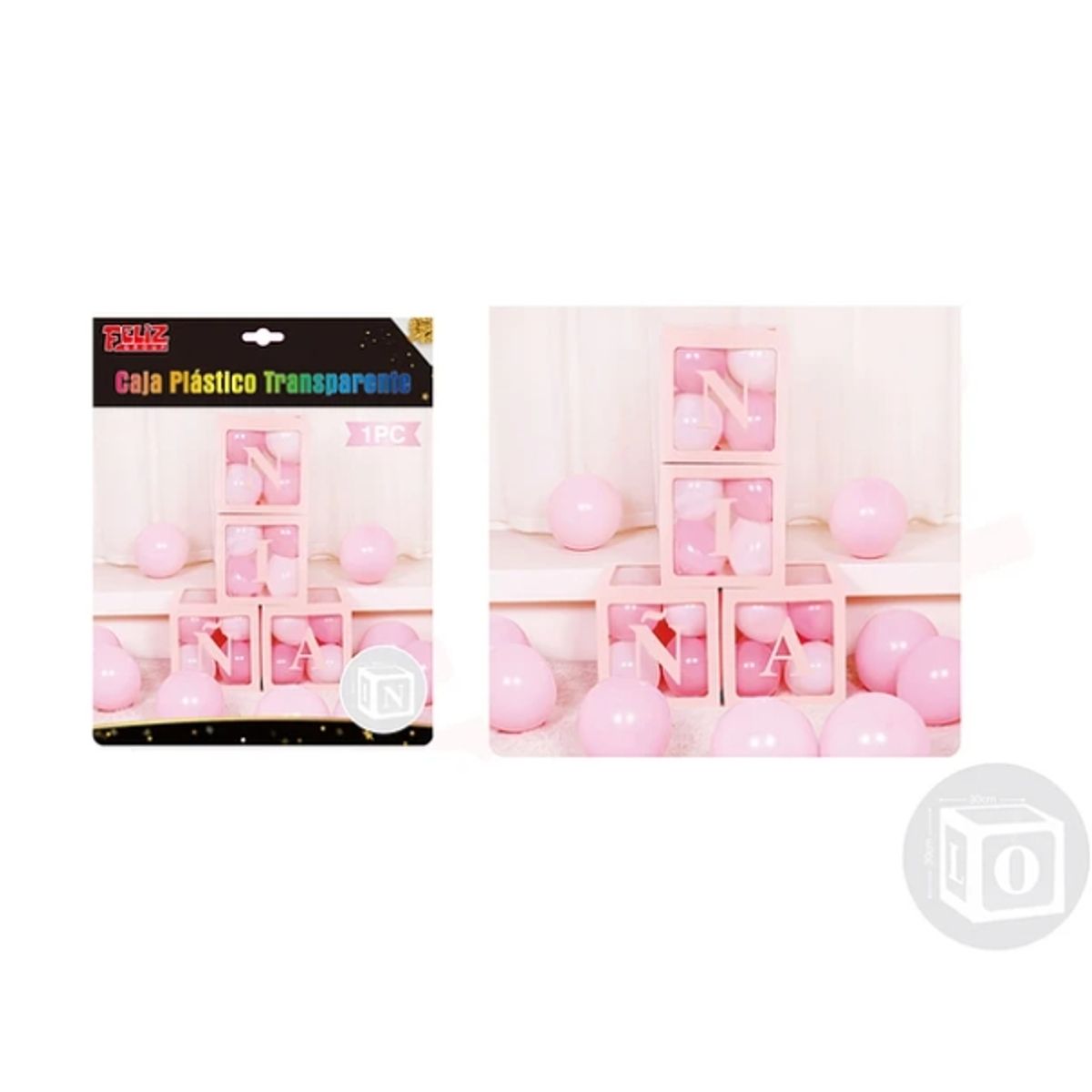 GENERICO - Caja Plástica Transparente Nina Rosado