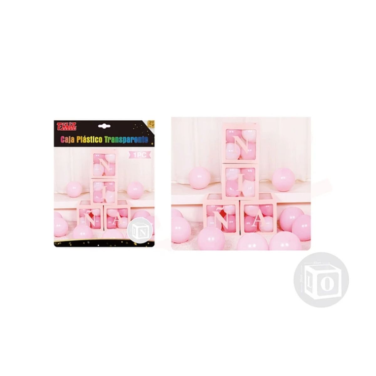 GENERICO - Caja Plástica Transparente Nina Rosado