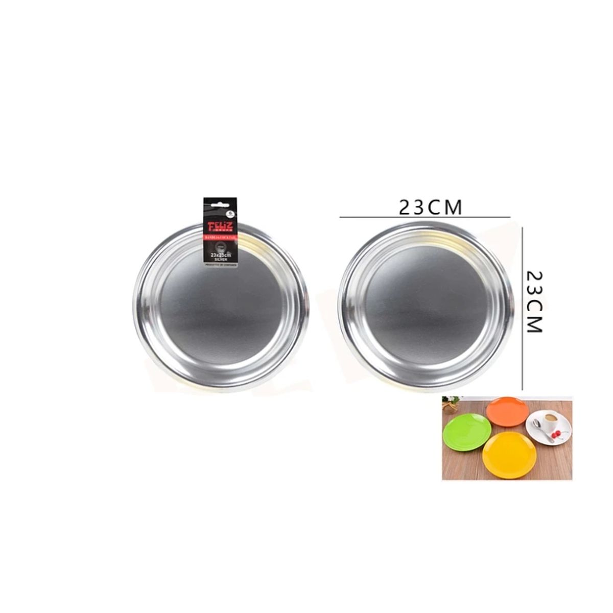 GENERICO - Plato Plastico Plata 23 Cm