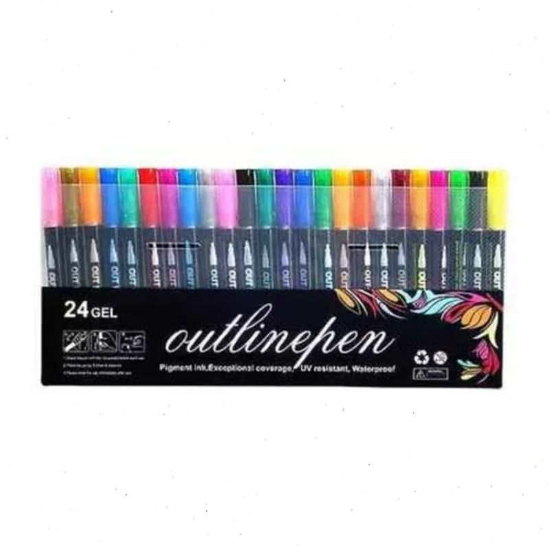 GENERICO - Marcadores Mágicos 24 Colore Gel Doble Linea Mataliza