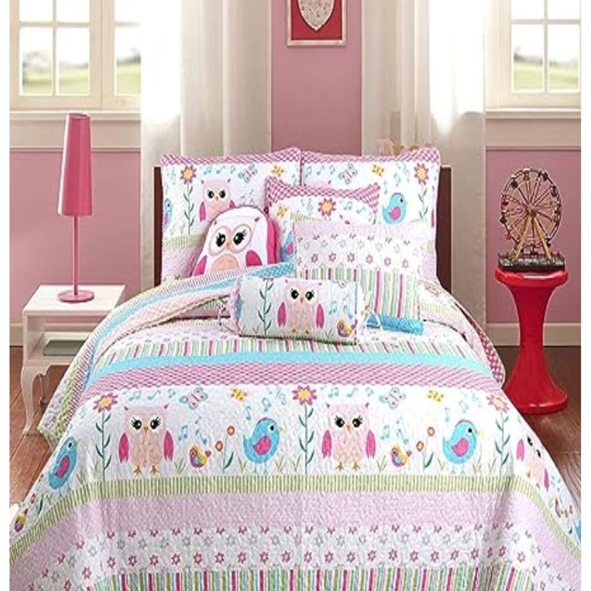 COMPRAPO - Juego Dormitorio Quilt Infantil Sherpa + Sábanas 1.5 Pzas. Sweet Bird
