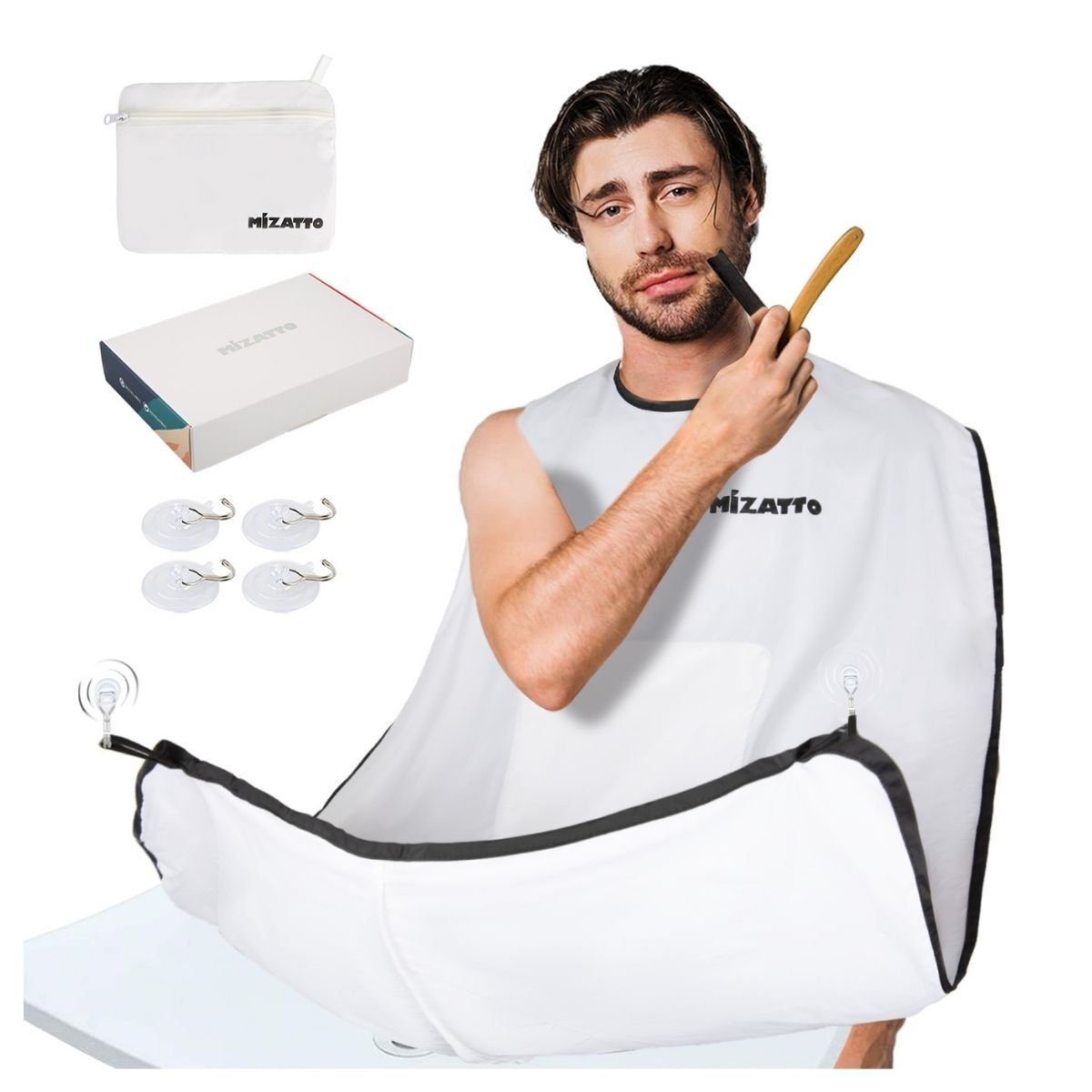 GENERICO - SC Home Capa Delantal para Corte de Barba Afeitado - Blanco