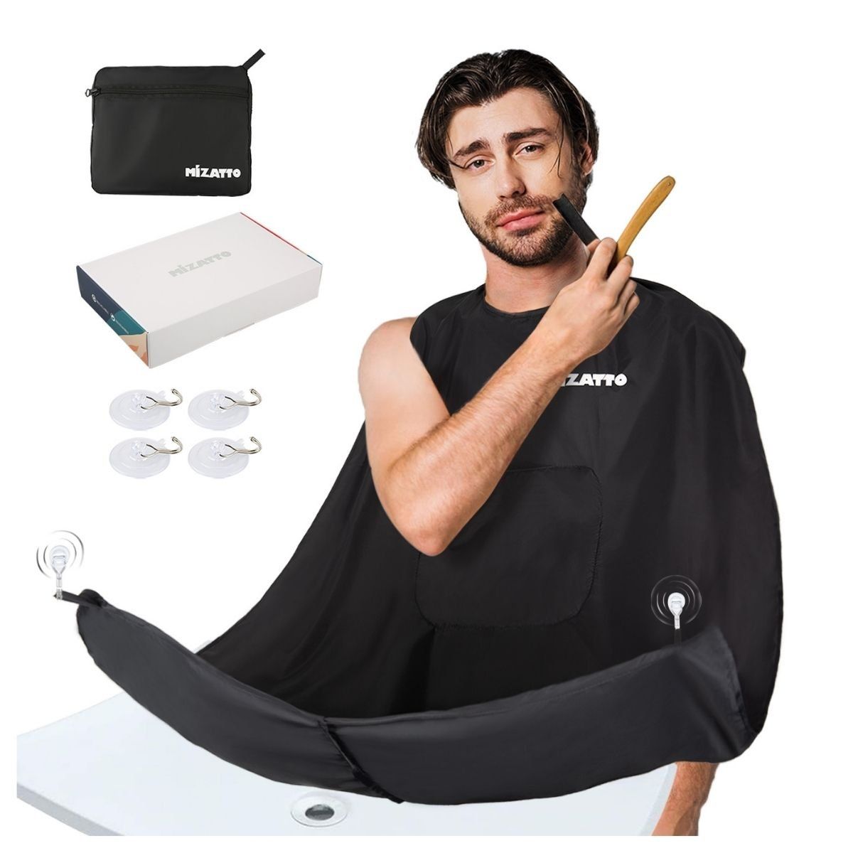 GENERICO - SC Home Capa Delantal para Corte de Barba Afeitado - Negro