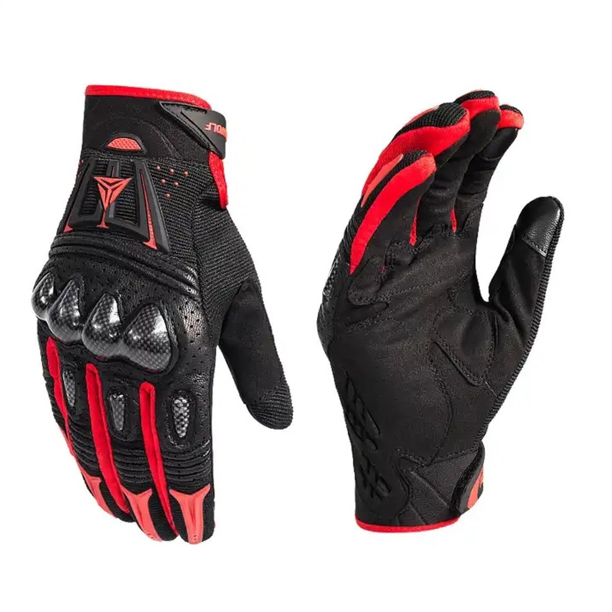 MOTOWOLF - Guantes de Motociclismo Deportivos y Táctiles Motowolf 0304 Negro-Rojo