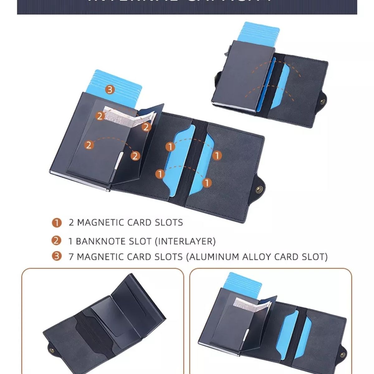 GENERICO - Billetera Tarjetero Cuero Hombre Minimalista