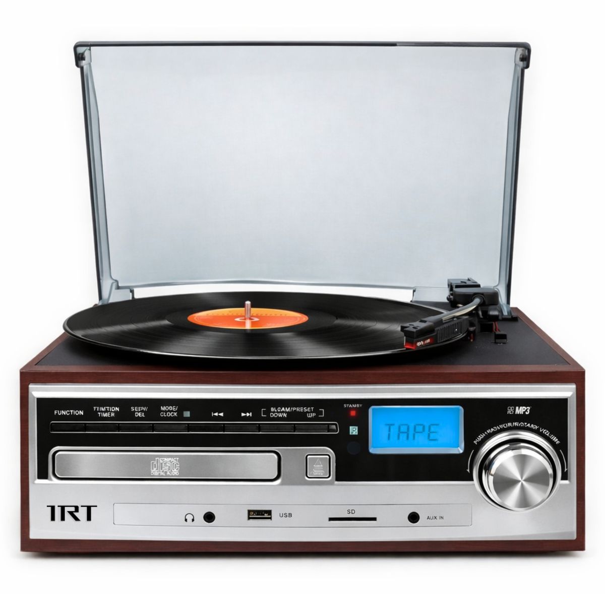 IRT - Toca Disco Tornamesa IRT Bluetooth/Aux/Cassette/USB/CD/SD/FM