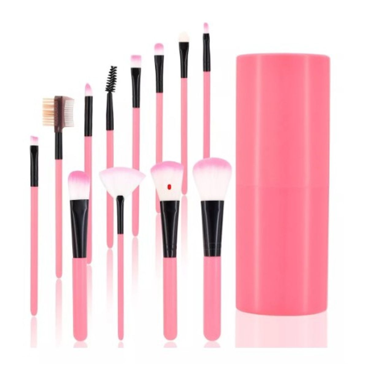 GENERICO - Set 12 Brochas Maquillaje Profesional Cepillos Color Rosa
