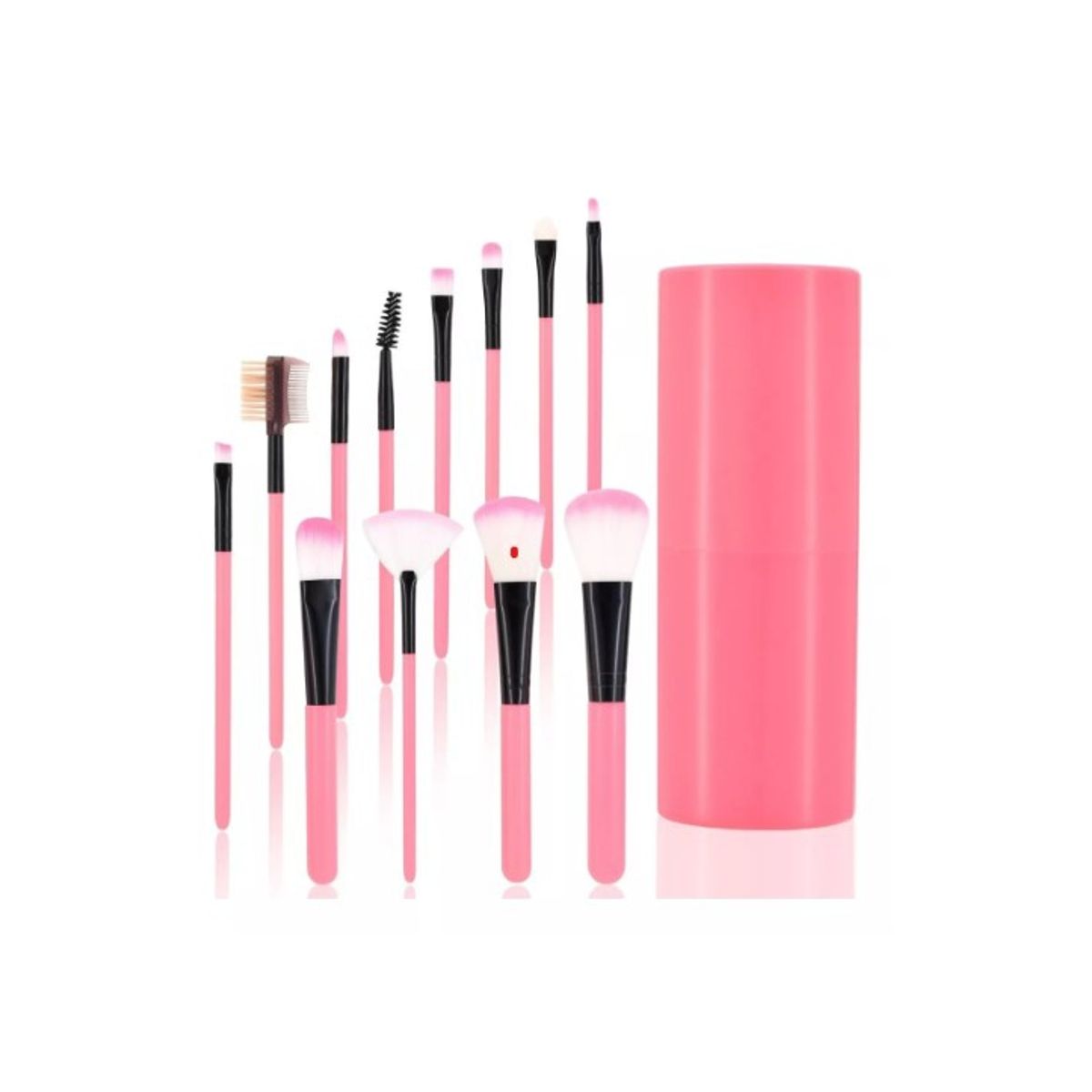 GENERICO - Set 12 Brochas Maquillaje Profesional Cepillos Color Rosa