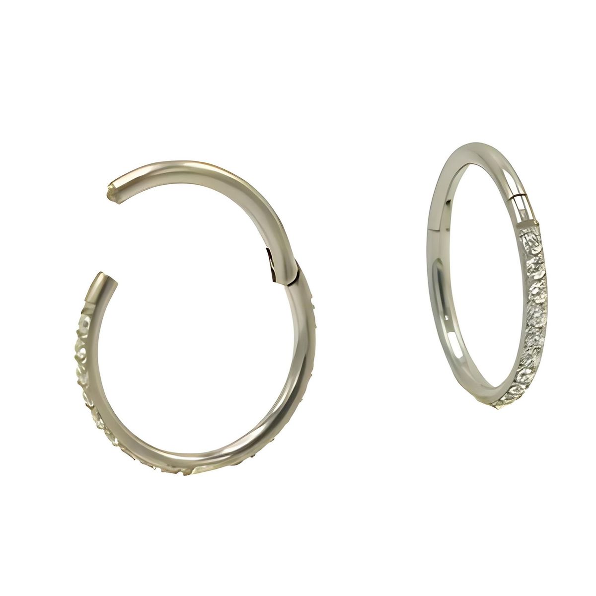 ELBAULDEJUMA - Argollas Huggies 10mm 16g Titanio F136 Zirconia Plateadas