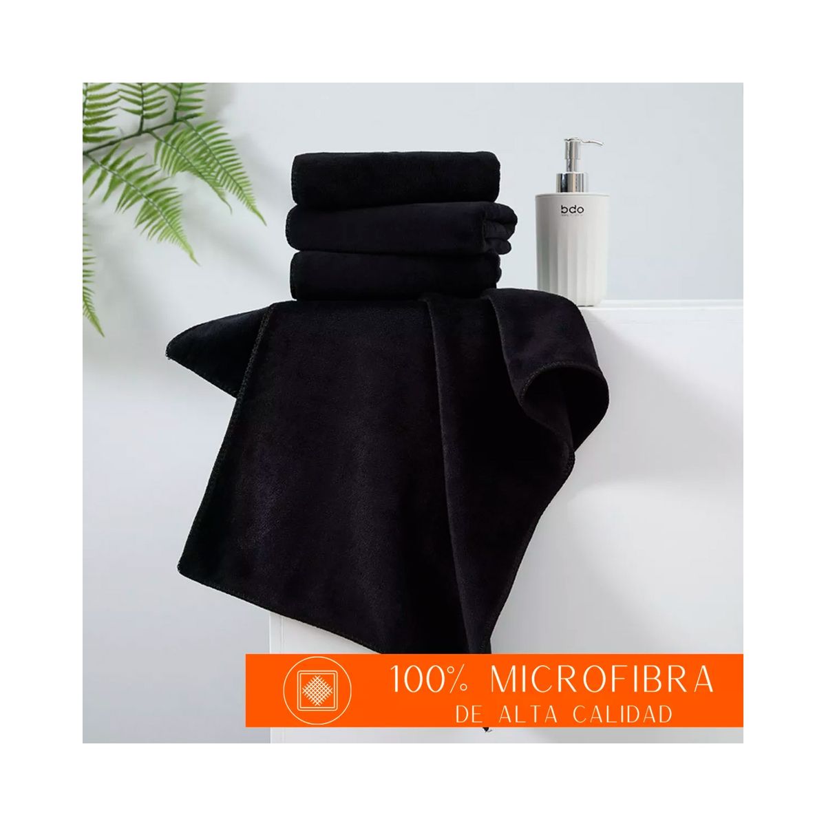 GENERICO - Pack 6 Toalla Negra Peluqueria Hotel Barberia Spa Gym 50x100