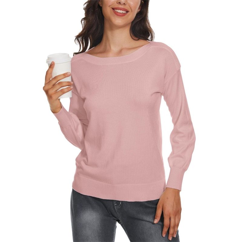 MOSS ROSE - Jersey de mujer de manga larga y cuello redondo para mujer