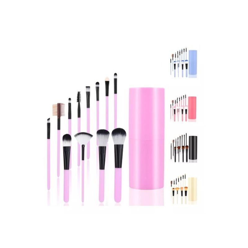 GENERICO - Set 12 Brochas Maquillaje Profesional Cepillos Color Violeta