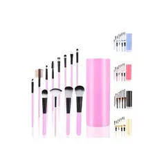 GENERICO - Set 12 Brochas Maquillaje Profesional Cepillos Color Violeta