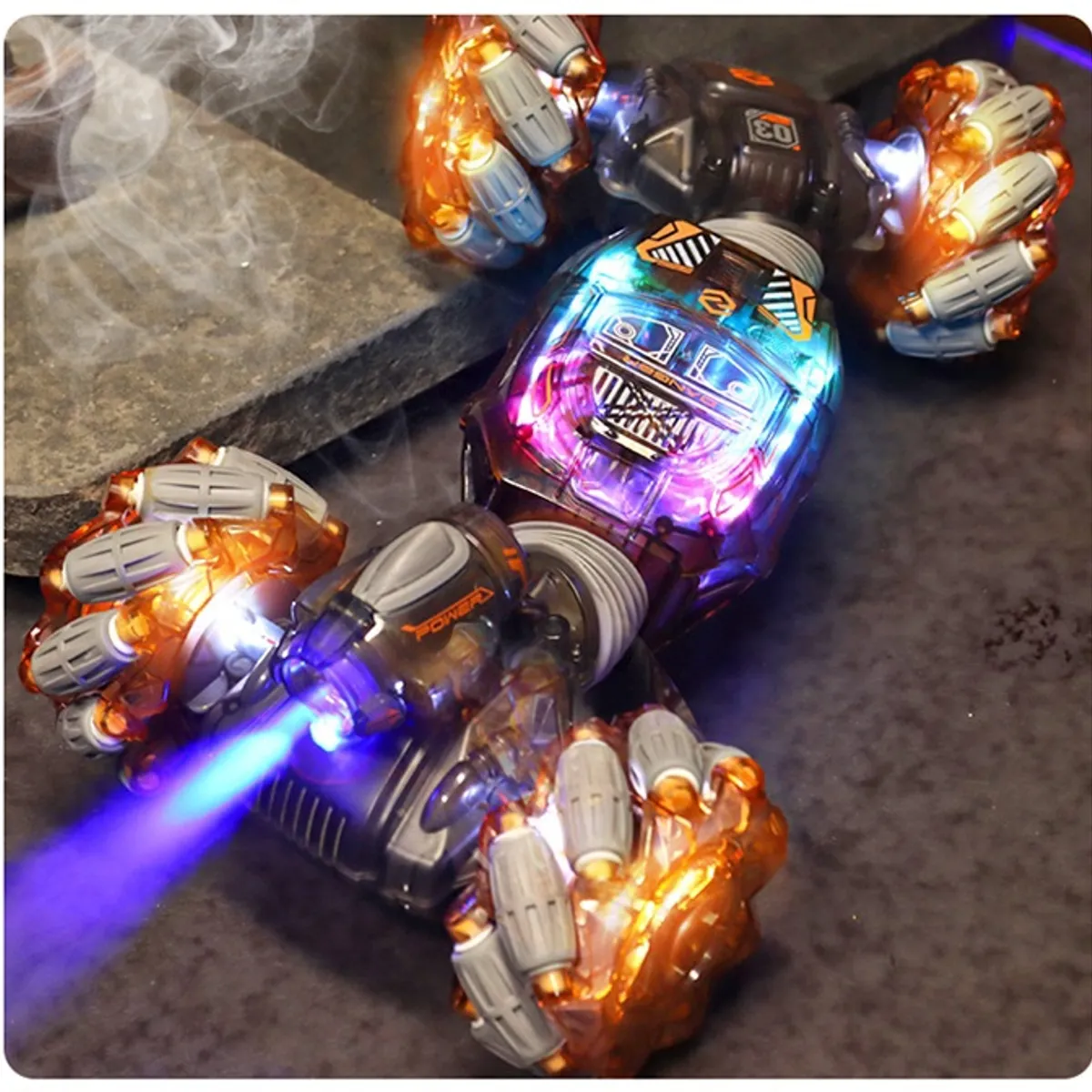 STARTECHOFFICE - Todo Terreno RC Acrobático 4X4 Controlado por Gestos y Joystick Luces RGB Efecto Spray Doble cara