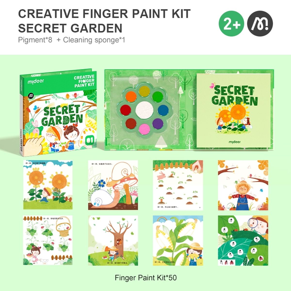 MIDEER - Kit  para colorear con pintura de dedos jardin secreto