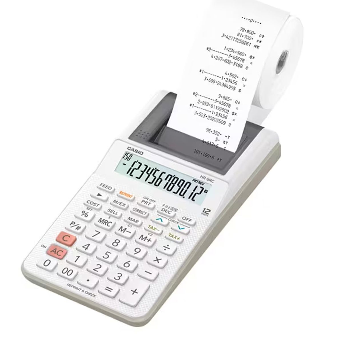 CASIO - Calculadora Rollo Casio color Blanco HR-8RC-WE