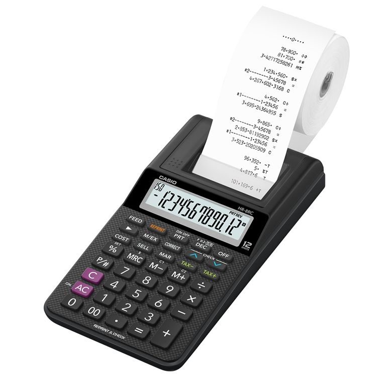Calculadora Sumadora con Impresion color Negro