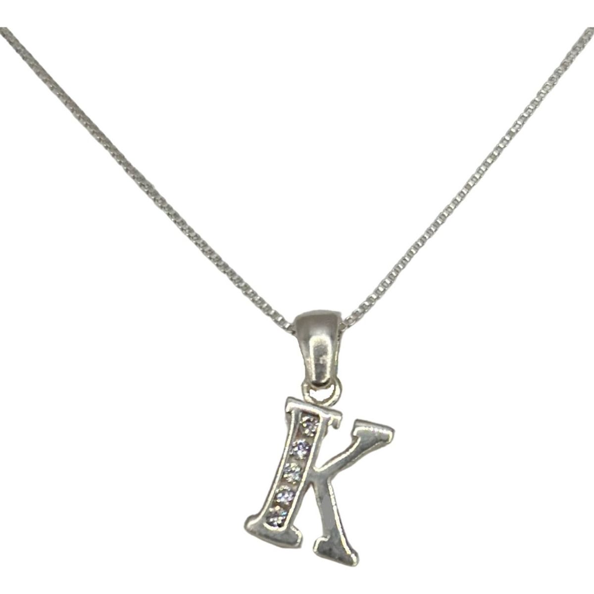 GENERICO - Collar Letra K Circones Juvenil Plata 925 Mas Caja Regalo