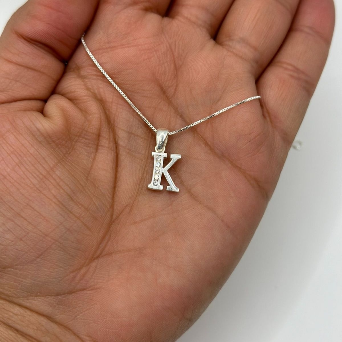 GENERICO - Collar Letra K Circones Juvenil Plata 925 Mas Caja Regalo