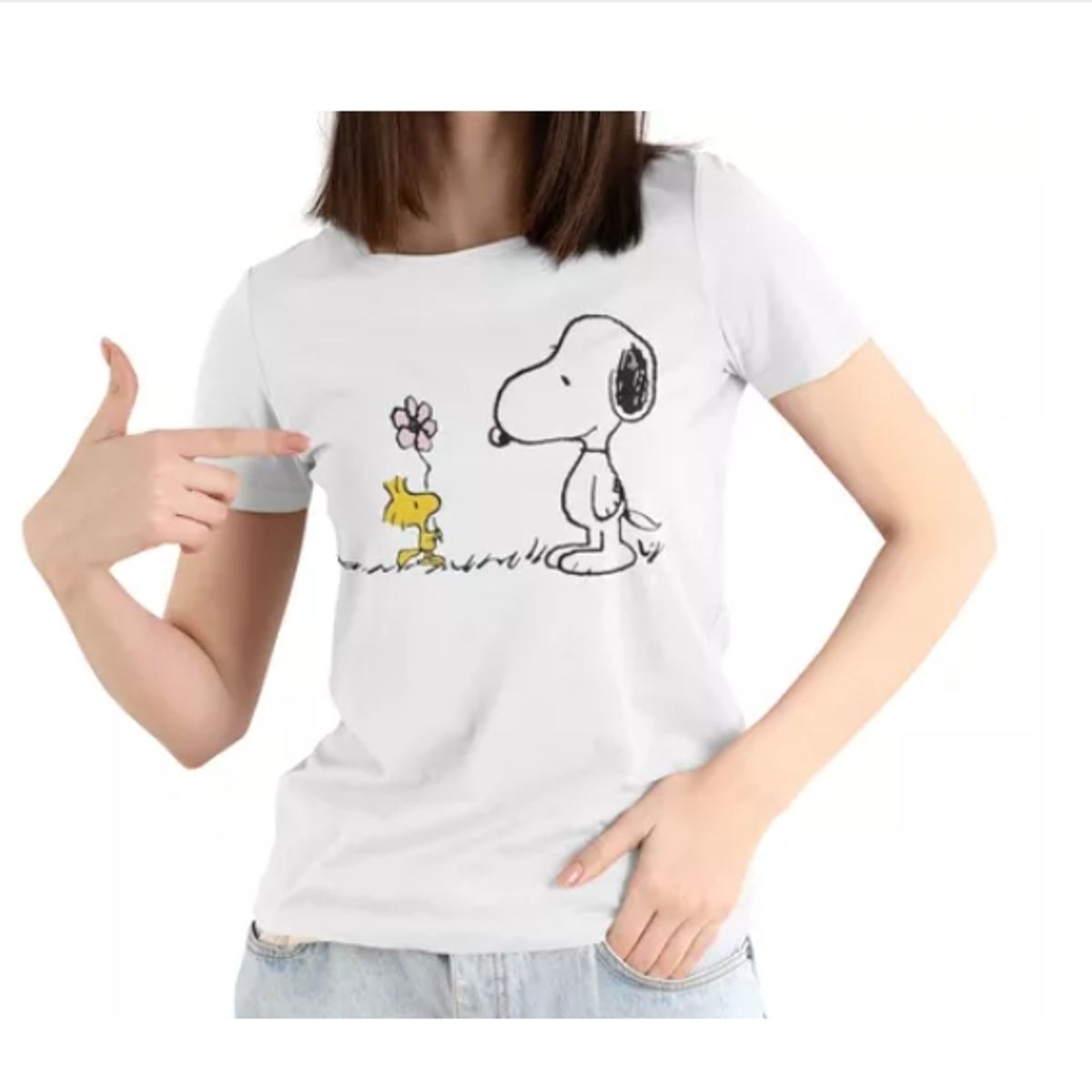 GENERICO - Polera Unisex Snoopy Charlie Brown Flor Algodon Estampado Af