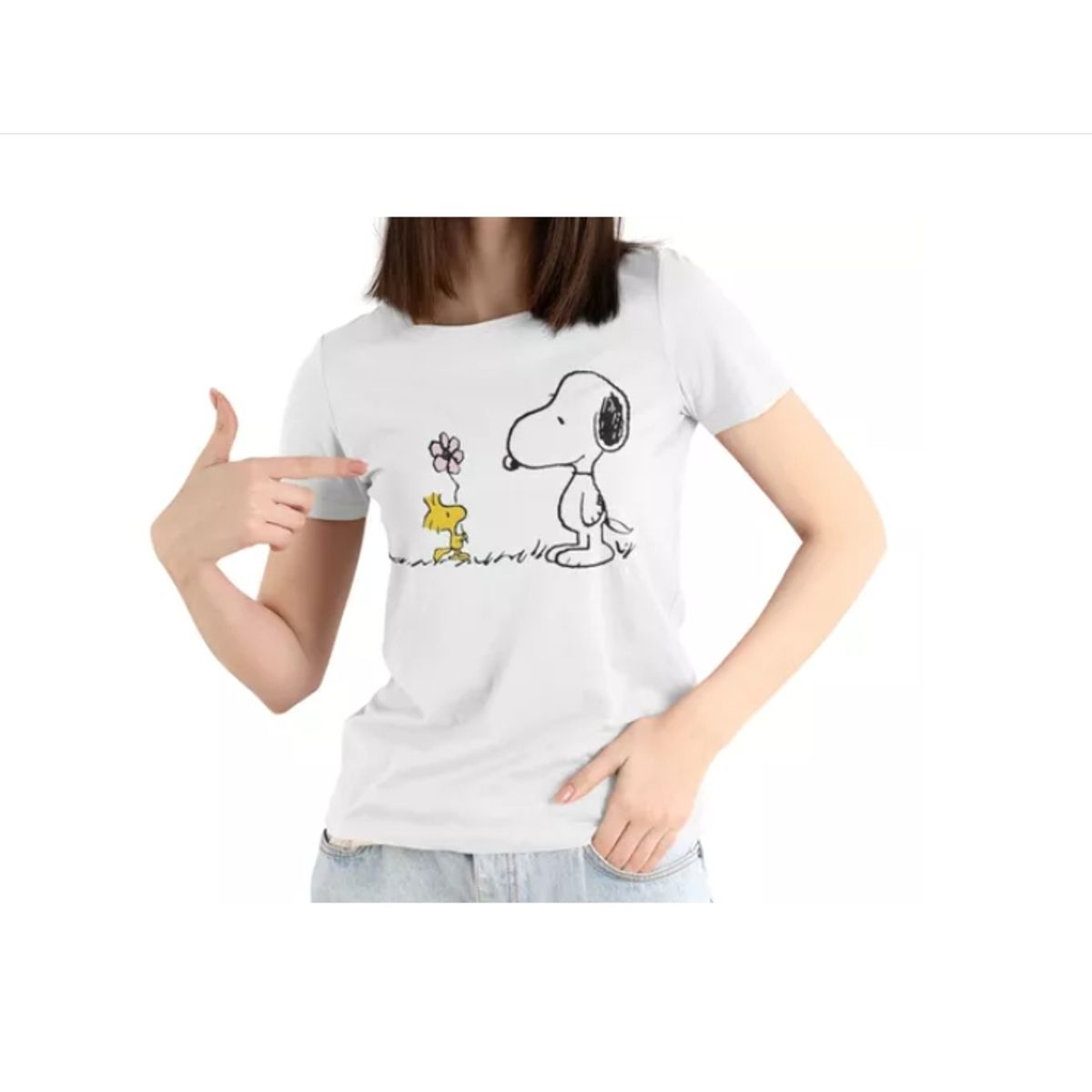 GENERICO - Polera Unisex Snoopy Charlie Brown Flor Algodon Estampado Af