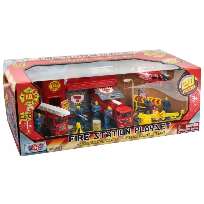 MOTORMAX - MOTORMAX 78169 20 PC FIRE STATION PLAYSET