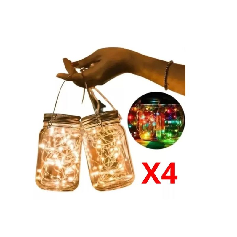 GENERICO - Jarra Led Solar Colgante X4 Para Jardin Resistente Al Agua