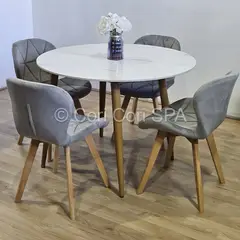 CORI CORI - Comedor Mesa Mármol (100cms) + 4 Sillas Mariposa Velvet Gris…