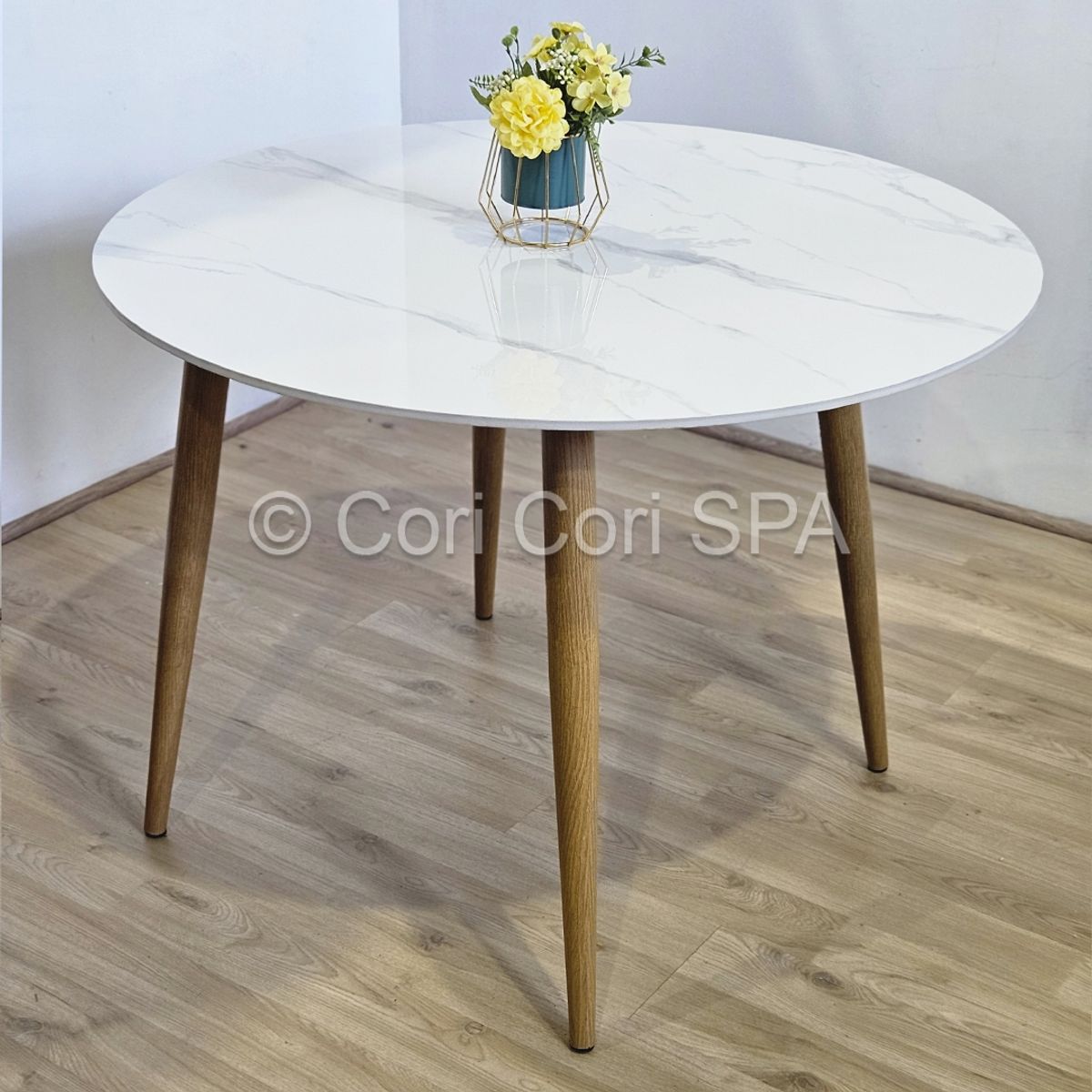 CORI CORI - Comedor Mesa Mármol (100cms) + 4 Sillas Mariposa Velvet Gris…