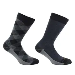 PERUGGI - 2 Pares Calcetín Cobre + Bamboo Diseño Largo Americano Negro