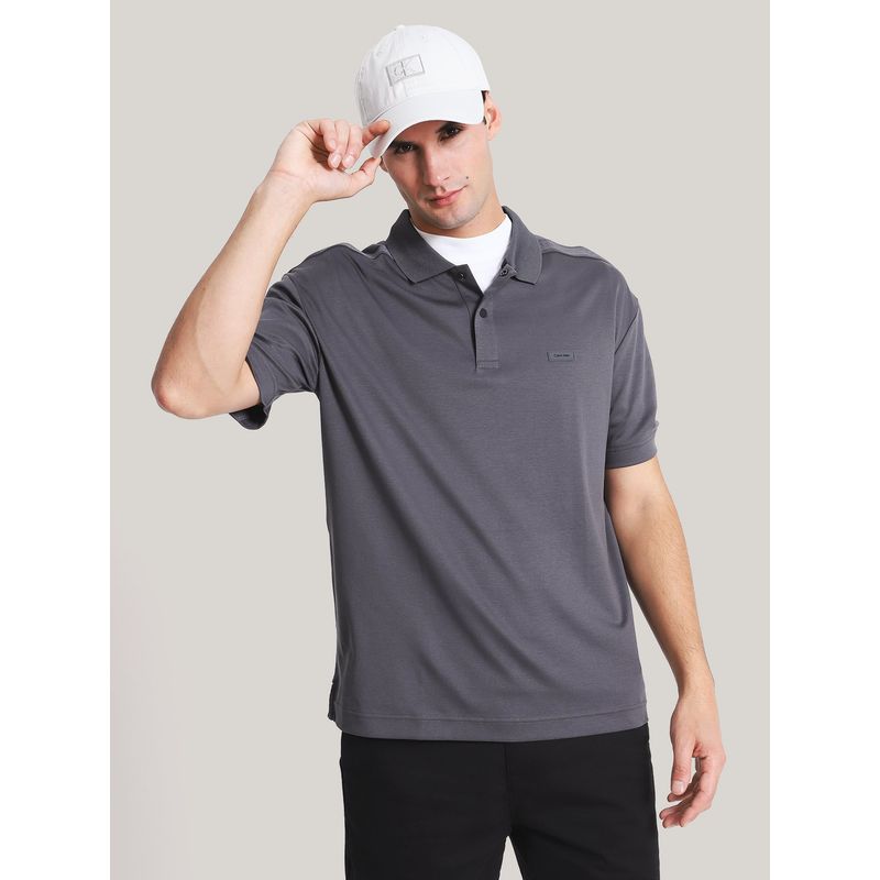 CALVIN KLEIN - Polo Tonal Debossed Gris Calvin Klein
