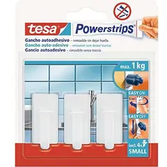 TESA - Ganchos Adhesivos De Pared Powerstrips Chicos X 3 Unid