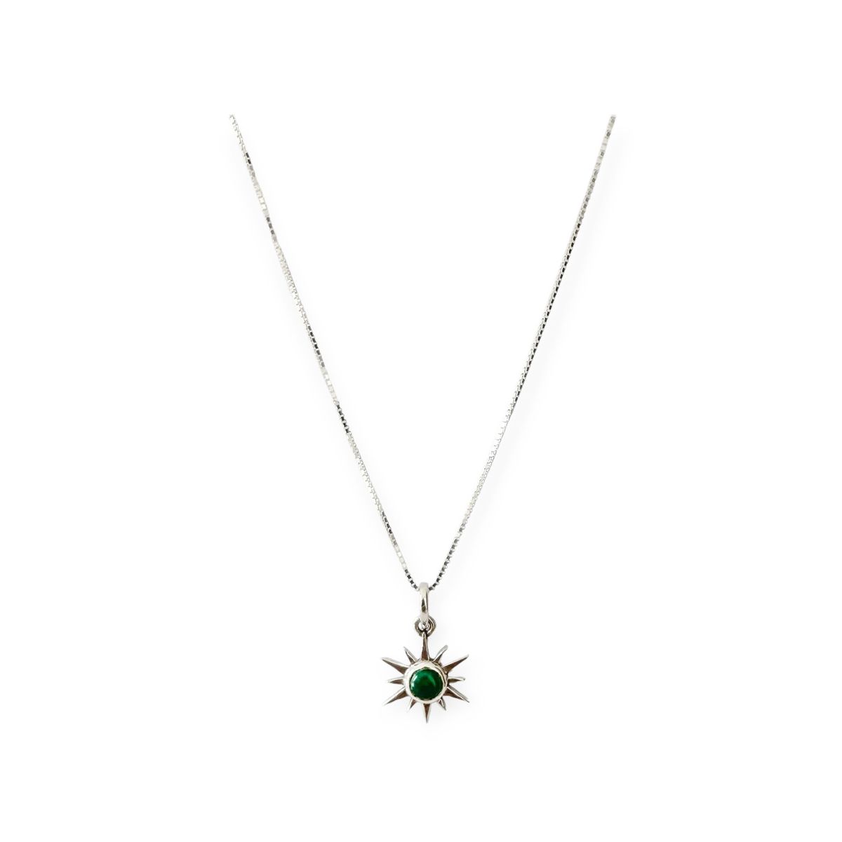 COGGIOLA - Collar Sol Aruna Ónix Verde Plata Fina 925