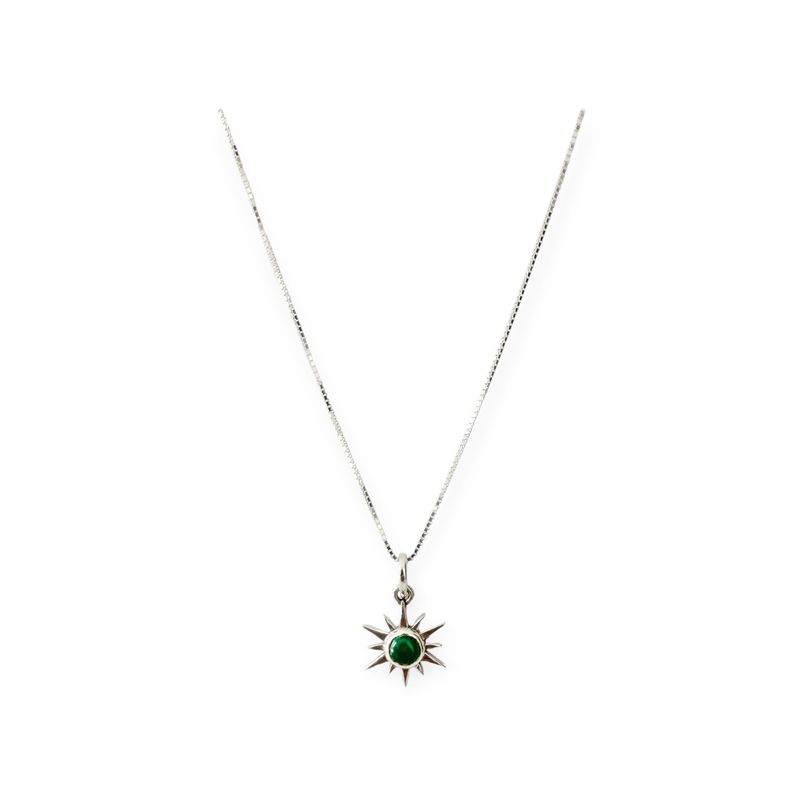 ANDREA COGGIOLA JOYAS - Collar Sol Aruna Ónix Verde Plata Fina 925