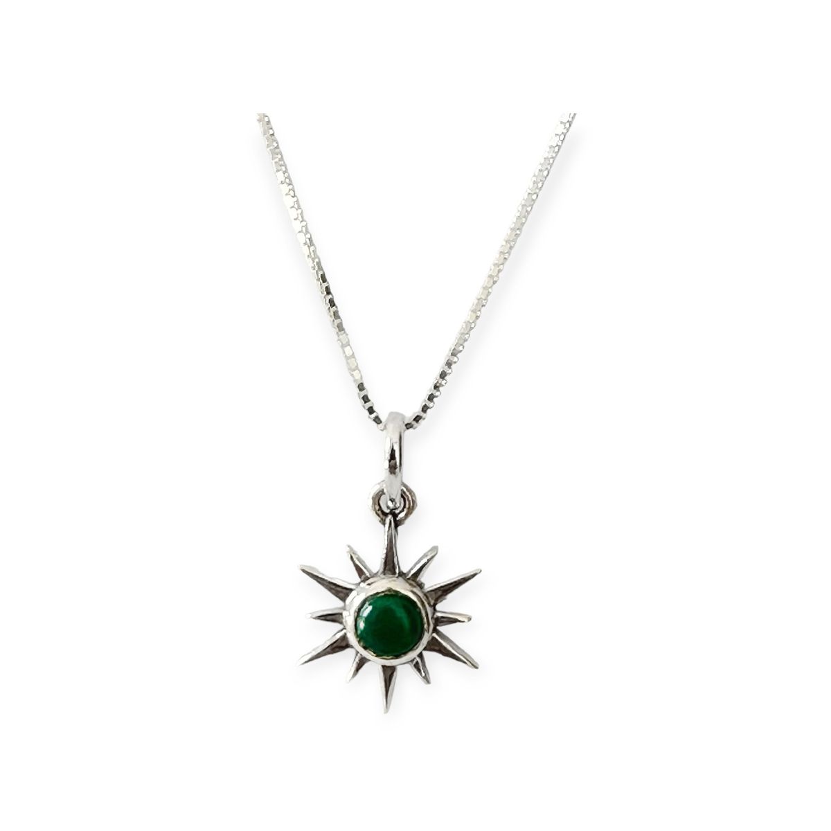 COGGIOLA - Collar Sol Aruna Ónix Verde Plata Fina 925
