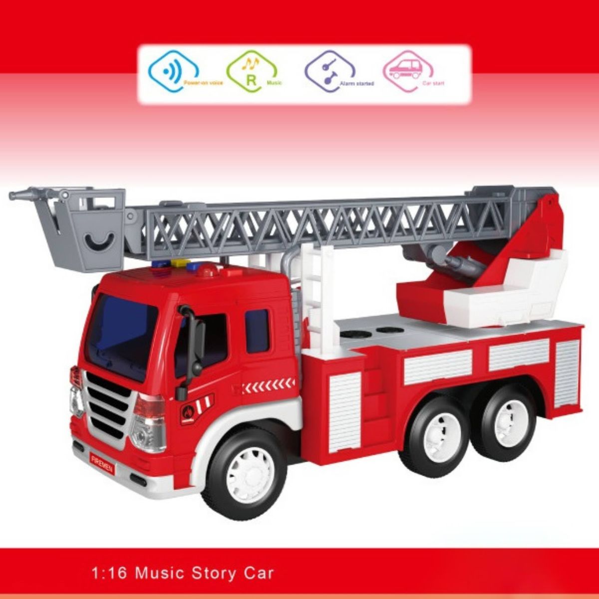 GENERICO - Camión De Bomberos Con Sirenas Luz Sonido Fricción