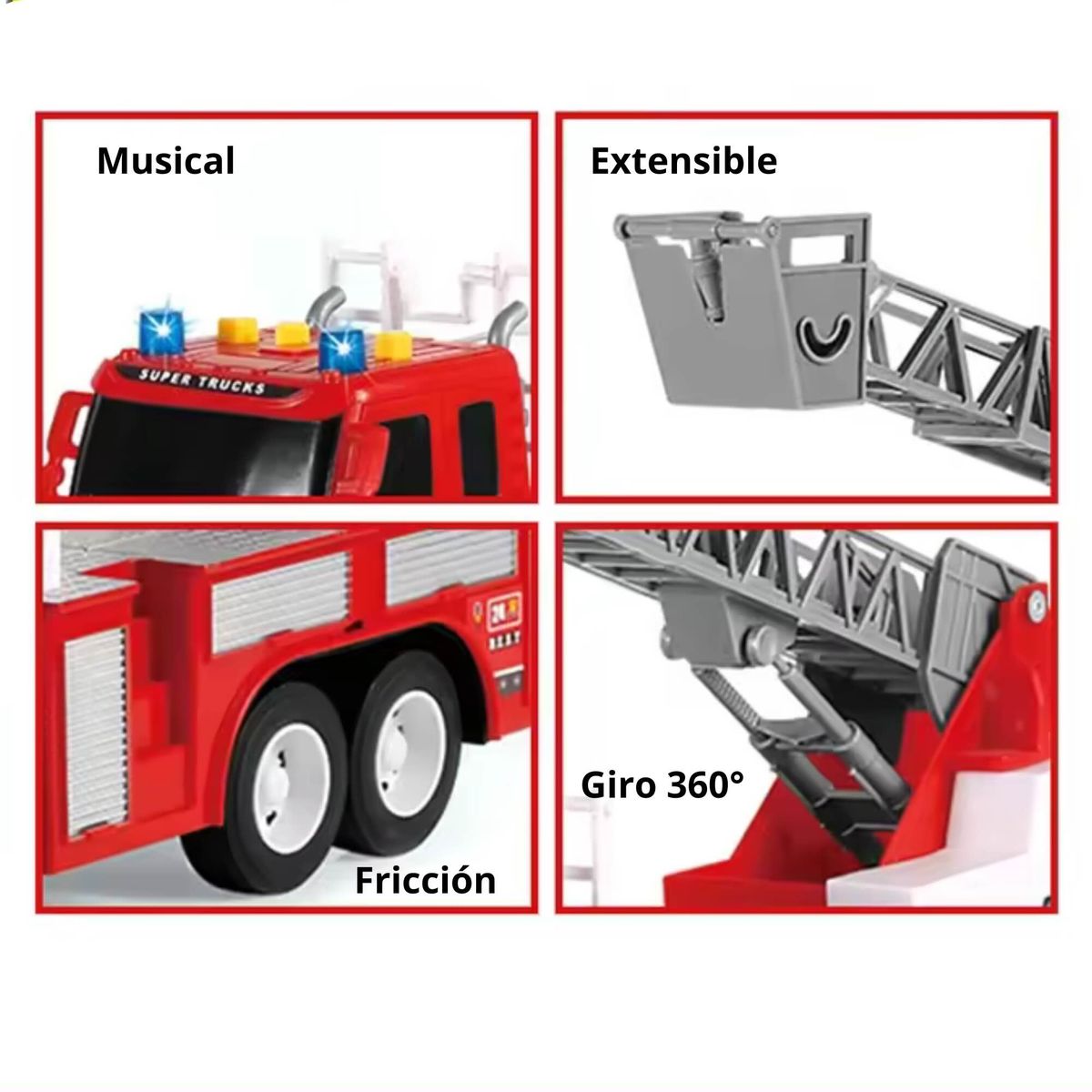 GENERICO - Camión De Bomberos Con Sirenas Luz Sonido Fricción