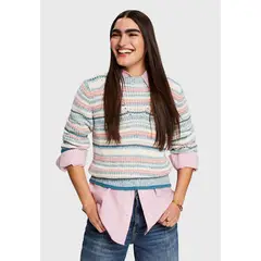 ESPRIT - Sweater A Rayas Con Cuello Redondo Mujer