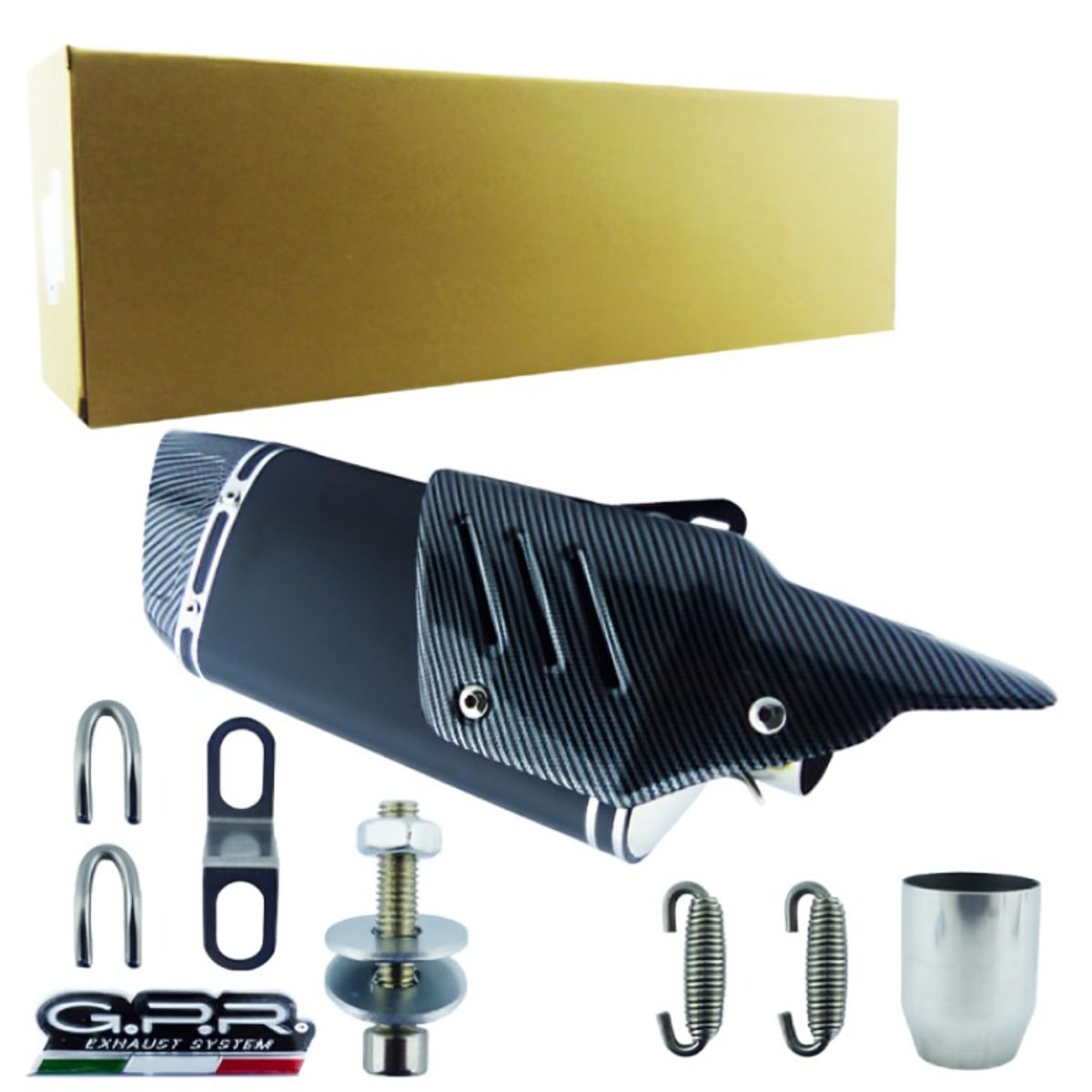 OEM - TRONADOR PARA MOTO GPR NEW CON PROTECCION Y BOCA CARBON