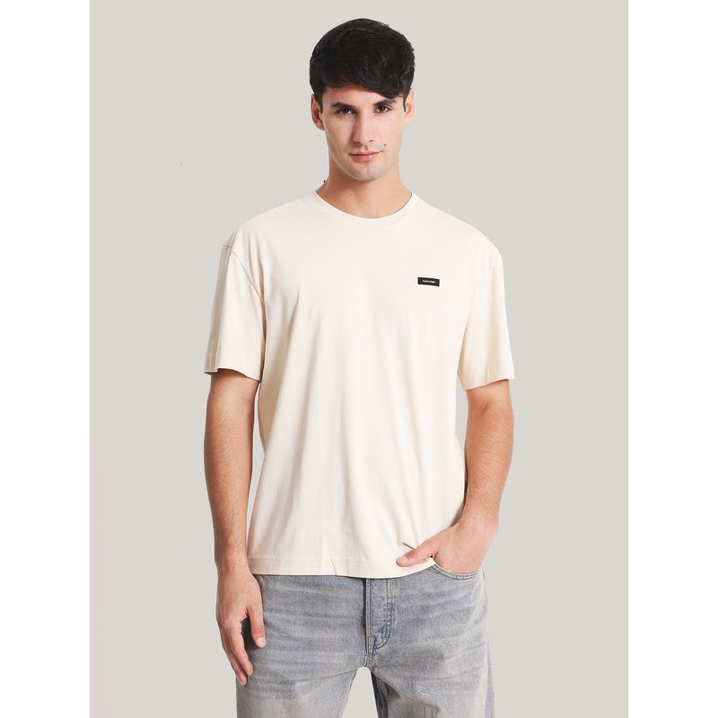 CALVIN KLEIN - Polera Cotton Comfort Fit Beige Calvin Klein