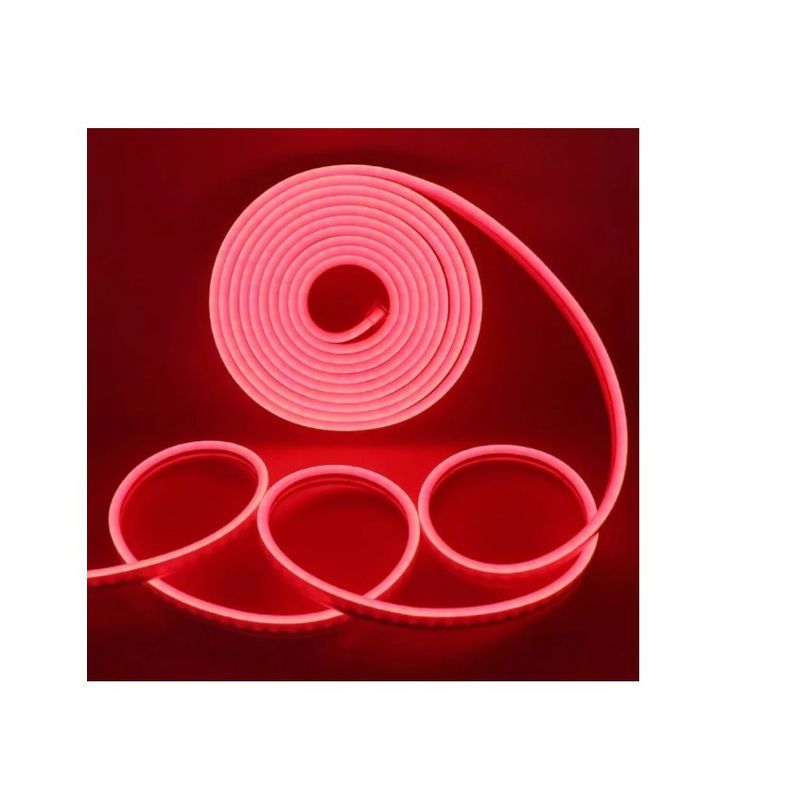 GENERICO - Tira Luz Led Neon 5 Metros Flexible Con Transformador 12v Rojo