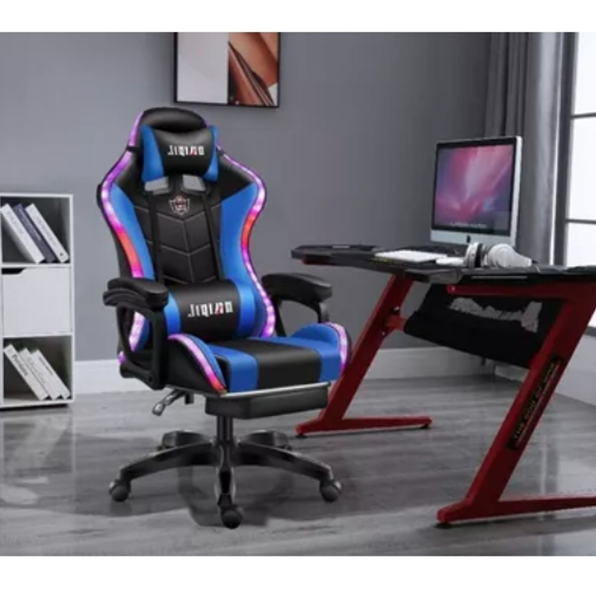 GENERICO - Silla Gamer Led Rgb Parlante Bluetooth Repoza Pies